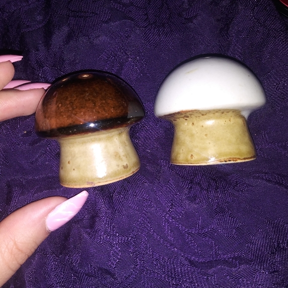 Kitchen Pottery Mushroom Hippie Salt And Pepper Shakers Cottagecore